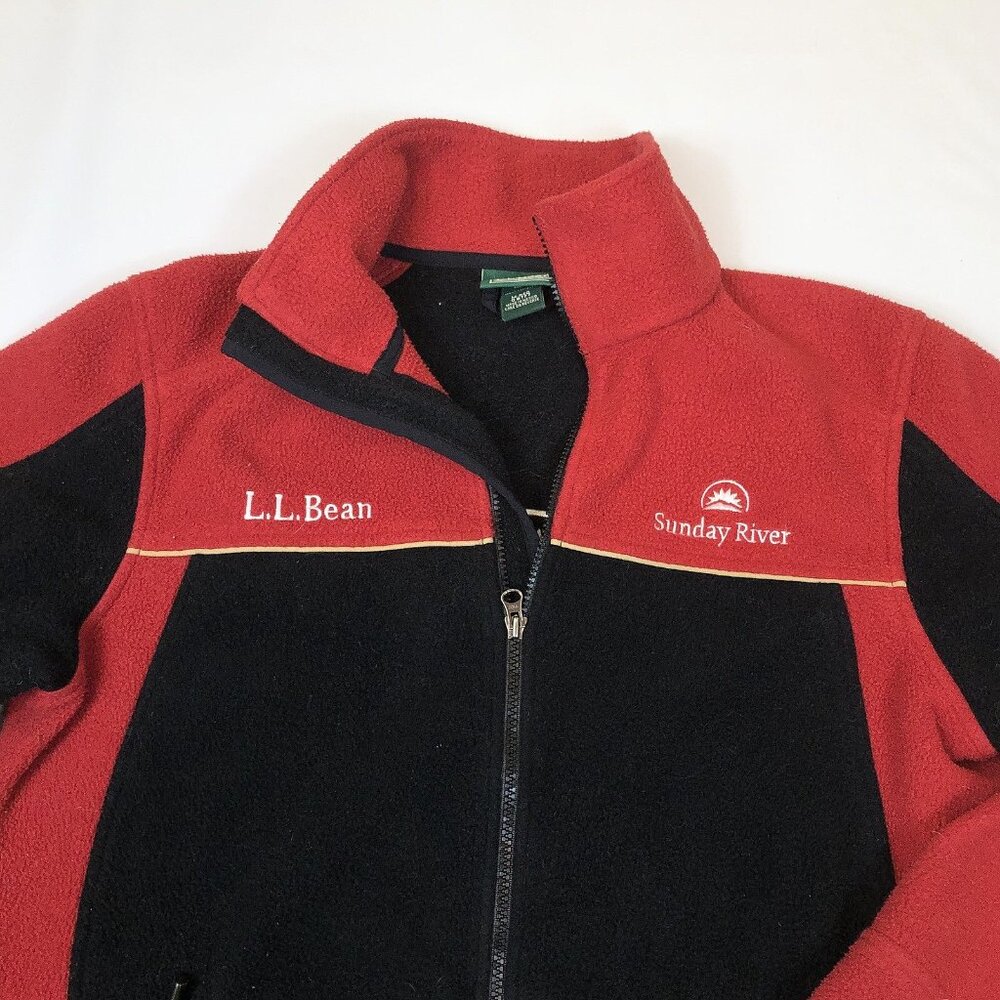 LL Bean Mens Sunday River Ski Resort Black & Red Fleece Full Zip  Jacket Medium - Picture 4 of 10